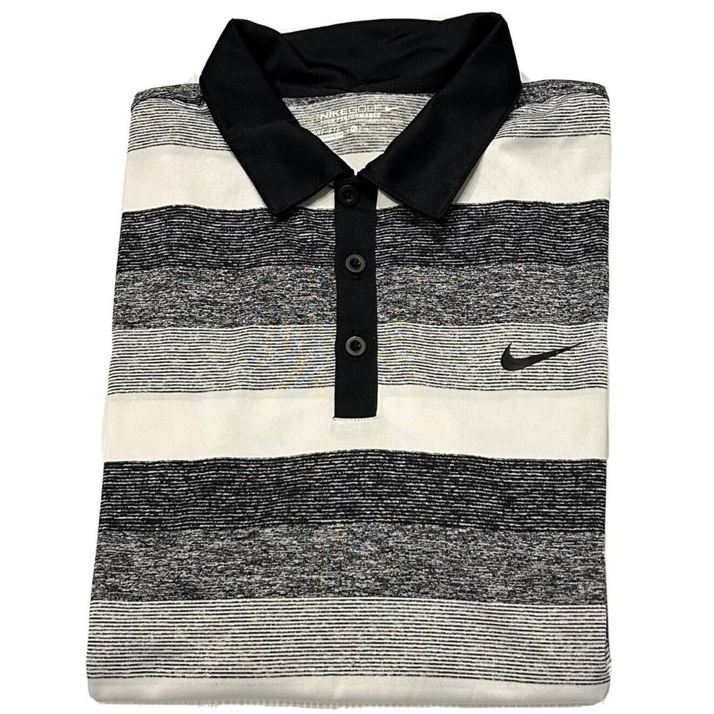NIKE GOLF POLO TOUR PERFORMANCE MOISTURE WICKING DRI FIT STRIPED SHIRT